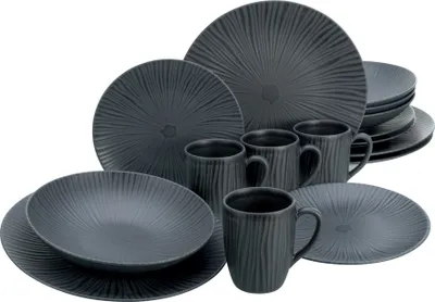 Produktbild von CreaTable, 20537, Vesuvio Black, Kombiservice 16-tlg, Steinzeug