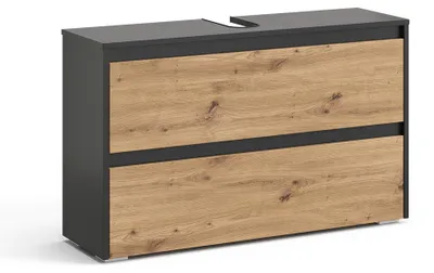 Imagen del producto de Mueble bajo lavabo Vicco Majest Antracita/Roble artesanal 100.1 x 62 cm con 2 cajones, Model 68308