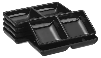 6er Set quadratische Dipschalen, schwarz, 14,7 x 7,1 x 2,4 cm