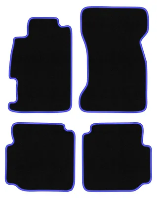 Zdjęcie produktu dla Dywaniki samochodowe welurowe CARLUX-BLUE do: Rover 600/ 618 / 620 / 623 (1993-1999, sedan) czarne z niebieskim obszyciem, z mocowaniami