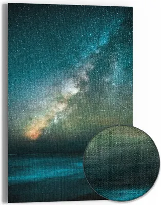 Produktbild von DEQOART Hybrid Leinwand Bild 60x90 cm 'Galaktischer Ozeanglanz' Wandbild Glas flach modern