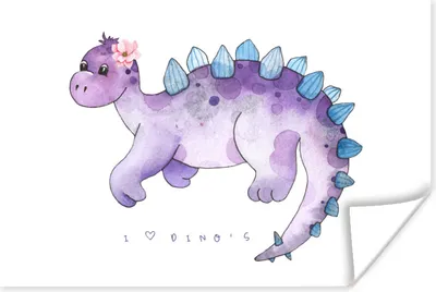 Produktbild von MuchoWow® Poster Dinosaurier - Lila - Kinderzimmer - Mädchen - Kinder - Rosa - Kind 90x60 cm - Schlafzimmer