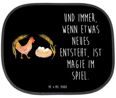 Produktbild von Mr. & Mrs. Panda Sonnenblende Auto Huhn Stolz - Schwarz - Geschenk, Sonnenschutz für Autoscheiben, Geburt, Schwangerschaft, Hof, Hitzeschutz, Pkw, Hühner, Spruch