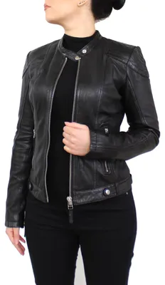 Produktbild von Clutch Damen Lederjacke – Schwarz / XS