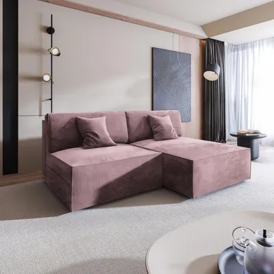 Produktbild von Masseno Ecksofa FIORO M mit Schlaffunktion L-Form, Sofa mit Bettkasten, Wohnzimmersofa, Couch, Soffa, Bettsofa, Couchgarnitur- Lila, MONOLITH 62