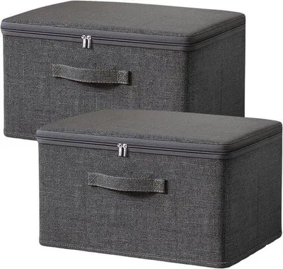 Produktbild von Famanu Aufbewahrungsboxen Set von 2 - Faltbare Boxen mit Reißverschluss, Größe S, 30 x 20 x 14 cm