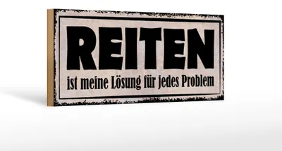 Produktbild von Holzschild Spruch 27x10cm Reiten Lösung für jedes Problem