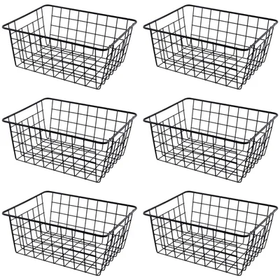 Obrázok produktu pre Solidchoice – Súprava 6 čiernych drôtených úložných košov, rozmer 28x22x12 cm