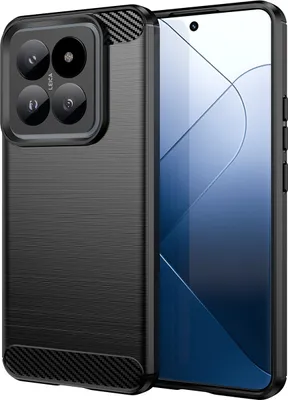 Produktbild von Hülle für Xiaomi 14 Pro Carbon-Faser Weich TPU Silikon Stoßfest Handyhülle Schwarz