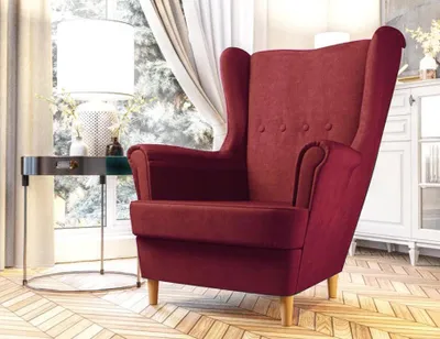 Produktbild von Easy4You Sessel Uszak Kastanienbraun 82x100x86 cm, Relaxsessel, Skandinavischer Sessel, Moderner Polstersessel in Stoff Velvet Kronos, Wohnzimmermöbel, Füße aus Holz
