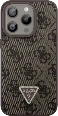Produktbild von Guess Leather 4G Triangle Strass - iPhone 15 Pro Case (brown)