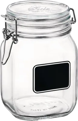 Produktbild von Bormioli Rocco Fido Square Clear Jar with Chalkboard, 33-3/4-Ounce by Bormioli Rocco