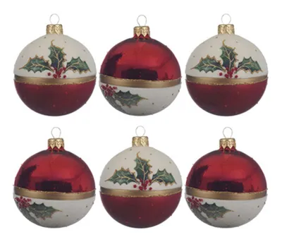 Immagine prodotto di Basi natalizie in vetro 8cm, 6 pezzi, colore:bianco/rosso