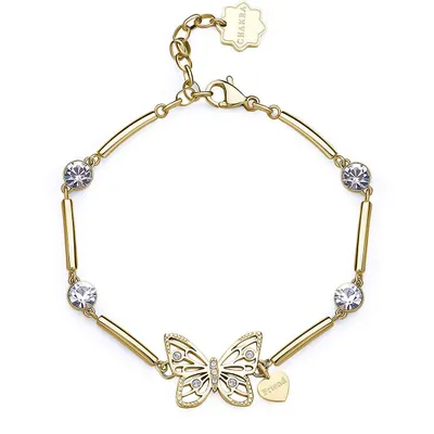 Produktbild von Charmantes vergoldetes Schmetterling-Chakra-Kristall-Armband BHKB171