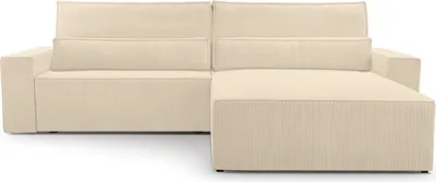 Produktbild von MOEBLO Ecksofa DENVER L – Ottomane beidseitig montierbar, Ecksofa aus Cord, Couch für Wohnzimmer, Schlafsofa Sofagarnitur Sofa Eckcouch L-Form Cordstoff mit Bettkasten und Schlaffunktion - Poso 105 Beige