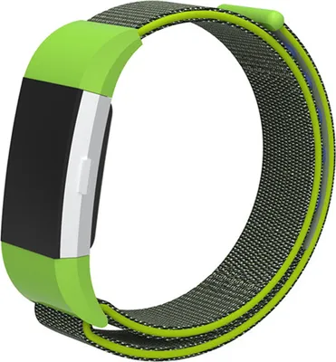 Produktbild von Armband für Fitbit Charge 2 Ersatzarmband Nylon Klettverschluss Sportarmband atmungsaktiv wasserfest neon grün