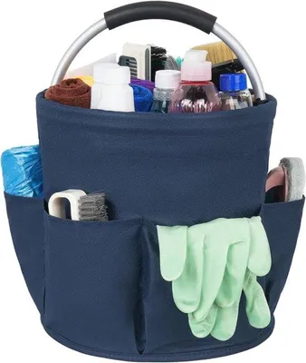 Immagine prodotto di Borsa da giardino e per attrezzi, blu, a 6 scomparti, con tasca esterna, portatile, ideale per il picnic e la spiaggia, per oggetti da giardino e per la casa