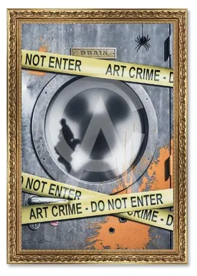 Image de Cadre décoratif en bois avec impression en PVC vernis "Art Crime" - Doré - 60 x 90 cm - Collection Granger