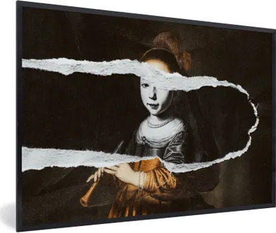 Produktbild von MuchoWow® Gerahmtes Poster Elizabeth-Spiegel - Schwarz - Weiß 30x20 cm - Poster mit Schwarzem Bilderrahmen Wandposter Rahmen Foto Bilder - Kunstdruck - Bild-Poster