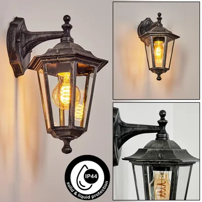 Produktbild von Rivale Wandlampe abwärts aus Metall/Glas in Schwarz/Grau/Silberfarben/Klar