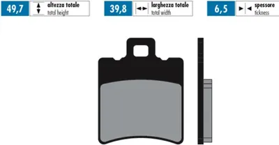 Produktbild von POLINI RACING Bremsbeläge Paar 49,7x39,8x6,5 mm