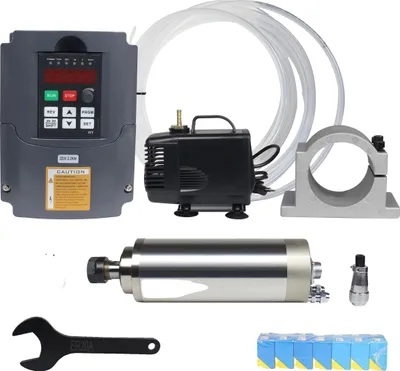 Obrázek produktu pro 2,2 kW vodou chlazený vřetenový motor, vysokorychlostní provoz, včetně měniče VFD, přesné kleštiny ER20