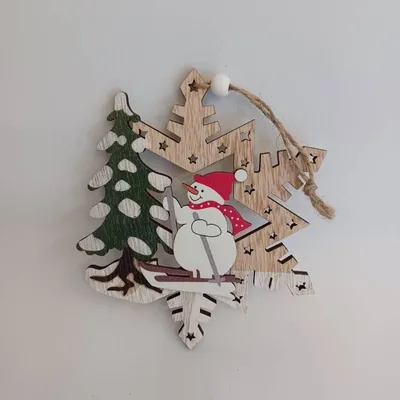 Obrázek produktu pro DECOLED Ozdoba se sněhulákem, prům. 15 cm, dřevěná