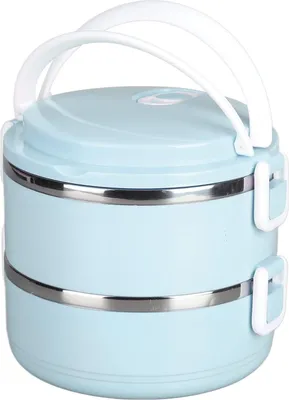 Produktbild von Thermal Lunch Box, Doppelschicht Bento Boxen Stapelbar Brotdose Edelstahl Auskleidung Thermo Essen Isolierter Behälter Mit Griff Snacks Obst Müsli Suppen Hauptmahlzeiten Studenten Büro