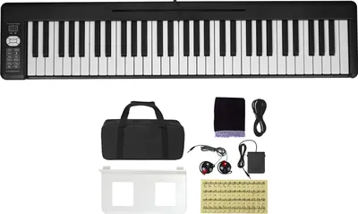 Produktbild von SucceBuy 61-Tasten-Klappklavier – Tragbares MIDI-Digitalpiano, Bluetooth, Akku, beleuchtete Tasten, Sustain-Pedal, Tragetasche, faltbares Klavier für Anfänger und Erwachsene, Schwarz