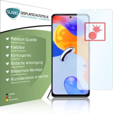 Produktbild von 2x Slabo Panzerschutzfolie für Xiaomi Redmi Note 11 | Redmi Note 11S KLAR "Shockproof" (verkleinerte Folien) Displayfolie Schutzfolie Folie