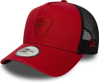 Produktbild von Ducati Corse Trucker Cap 9FORTY Seasonal New Era, Offizieller Fanartikel, Rote Kappe mit Ducati Wappen in Ton-in-Ton, Mesh-Belüftung, Baumwolle