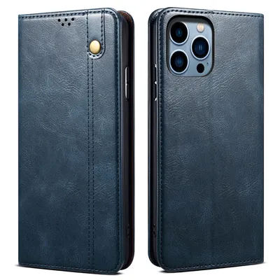 Produktbild von Hülle für iPhone 16 Pro Max Leder Brieftasche Schutzhülle mit Standfunktion Blau