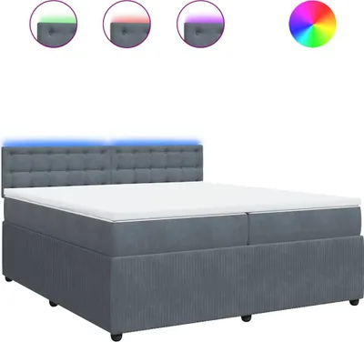Productafbeelding van vidaXL Boxspringbed met matras, donkergrijs, 200x200 cm, fluweel