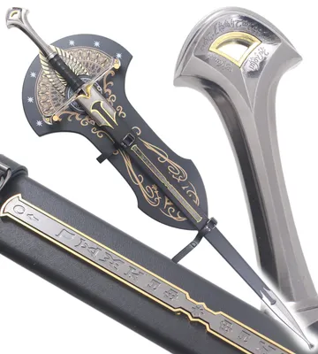Produktbild von Der Herr der Ringe Schwert Anduril + Scheide + Aragorn Schwert Deluxe Edition Plakette