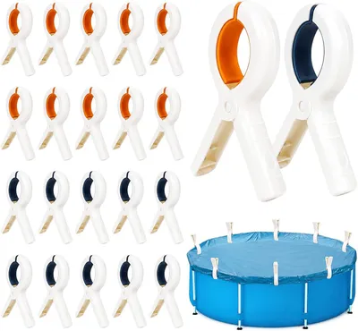 Produktbild von 20 Stück Groß Pool Klammern Klemmzwinge - Poolabdeckung Befestigungsklammern Poolklammern Federklemme Set, Einhandzwingen Klammer für Schwimmbadzubehör Wäscheklammer