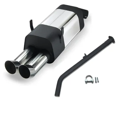 Produktbild von JOM Edelstahl Sport Auspuff Endschalldämpfer 2x76 DTM BMW E36 6 Zyl 320i 323i