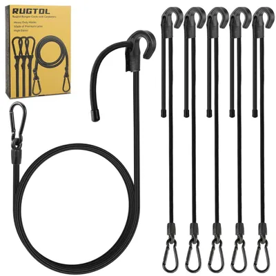 Produktbild von Expander mit Haken, 6 Stück, 17-120 cm verstellbar, elastisch, für Gepäck, Möbel, Motorrad