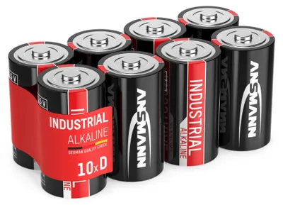 A group of D-cell batteries arranged in a studio setting.
