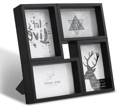 Obrázok produktu pre Omgoods - Čierne fotorámiky 6x4 - Rámik na koláž pre 4 fotografie