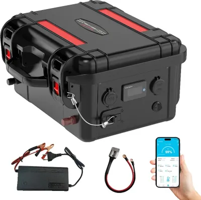 Obrázok produktu pre 12V batéria LiFePO4, kapacita 100AH/120AH, viac výstupných pripojení, 120AH Bluetooth BK
