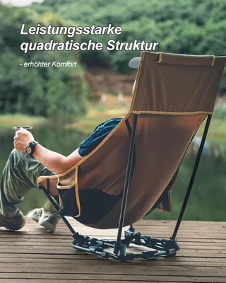 Image de Chaise de camping pliante, avec dossier haut, en aluminium, livrée avec une sacoche de transport, de couleur marron