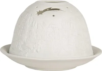 Image de Clayre & Eef Bougeoir Ø 12x8 cm Blanc Porcelaine Maisons