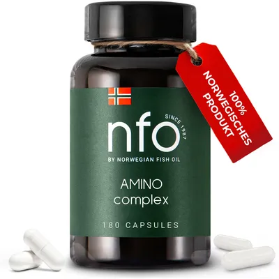Zdjęcie produktu dla NFO Amino Complex - dla zdrowia mięśni i nawilżenia skóry - z drożdżami piwnymi i fitoceramidami [180 kapsułek]