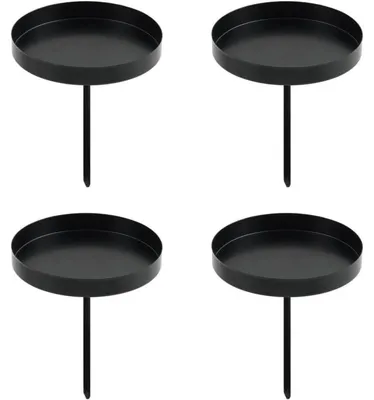 Productafbeelding van Adventskrans met kaarshouders, 4 stuks, metaal, zwart, 8 cm