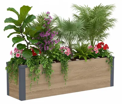 Obrázok produktu pre Westmann Metall Kvetináč Talus M Kvetináč obdĺžnikový drevený vzhľad 100x25x27cm