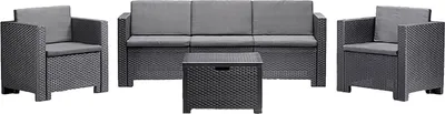 Produktbild von Loungeset für draußen Cameri, Outdoor-Lounge mit Couchtisch, Terrassenset mit Kissen, Gartenkomposition mit Sofa und Sesseln,  Italy, Anthrazit