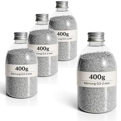 Dekosand grau 4×400 g, Korngröße 0,5–2 mm