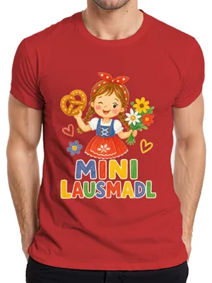 Zdjęcie produktu dla Mini Lausmadl, sukienka Dirndl, koszulka bawarska, spodnie skórzane męskie, koszulka, czerwona, rozmiar S