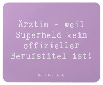 Produktbild von Mr. & Mrs. Panda Mauspad Spruch Ärztin Superheld - Lavendeltraum - Geschenk, Hingabe, Respekt, Beruf, Geschenke für Berufstätige, Doktorin, Mouse Pad, Berufsliebe, pc