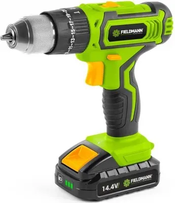 Produktbild von Bohrmaschine Fieldmann FDV 10350-A, 14,4 V Li-Ion, 1400 mAh, 25 Nm, 13 mm Metallbohrfutter, LED Licht, 13 Zubehörteile